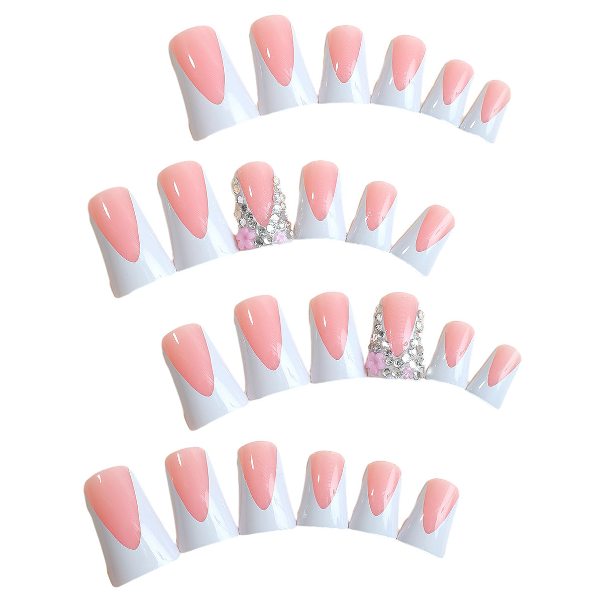 Wholesale Extended 24 Pieces/box Plastic Press on Nails Kits Duck Palm Diamond ACC-NS-HaoYi003