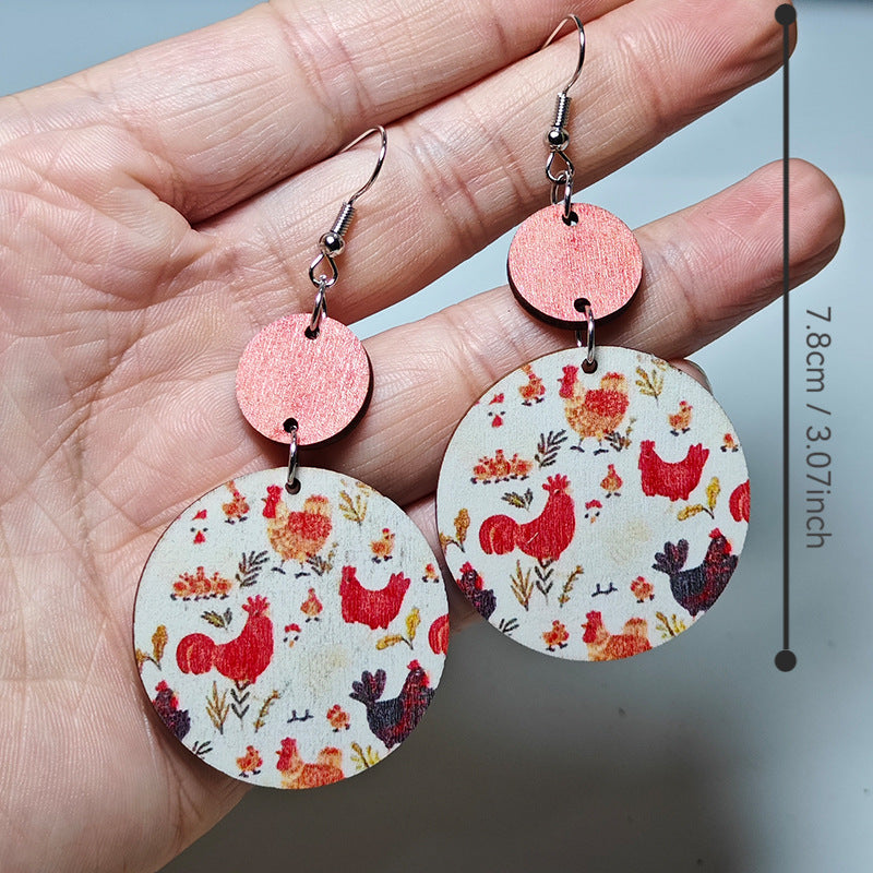 Wholesale Cute Chicken High Heels Polka Dot Double-Sided Stitching Earrings