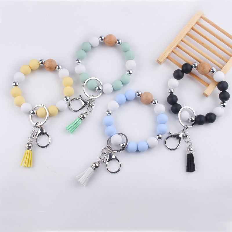 Wholesale Solid Color Silicone Beaded Wrist Keychain ACC-KC-GuangTian056