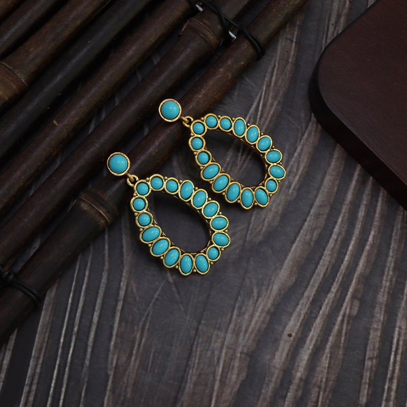 Wholesale Bohemian Retro Teardrop Dangle Stud Earrings with Tassels