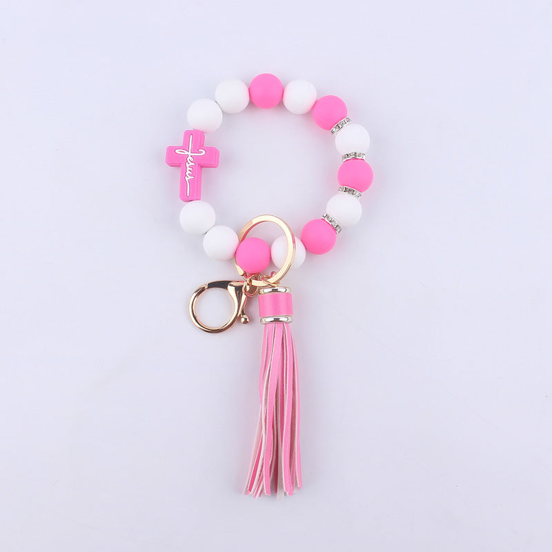 Wholesale Cartoon Cross Silicone Beaded Wrist Keychain ACC-KC-GuangTian025