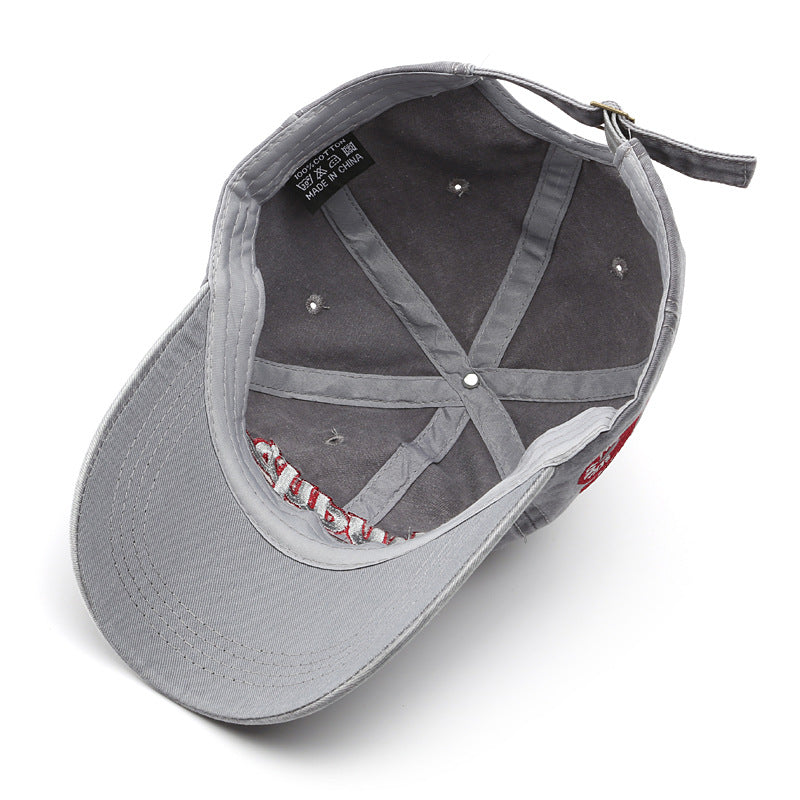 Wholesale Washed Distressed Letter Embroidered Peaked Cap Visor Baseball Cap Hat ACC-HT-TuLa002