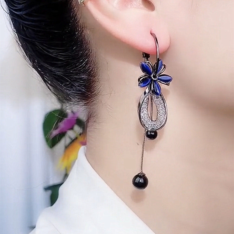 Wholesale  black crystal flower earrings