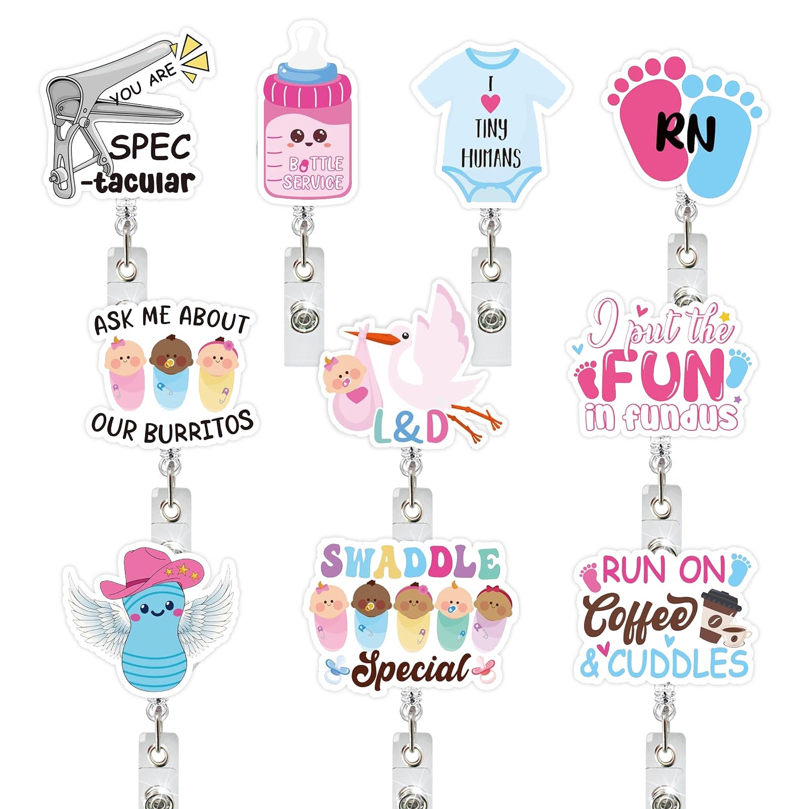 Wholesale Chic Baby Bottle Design Retractable Badge Reel ABS Rotating Clip Fashion Accessory