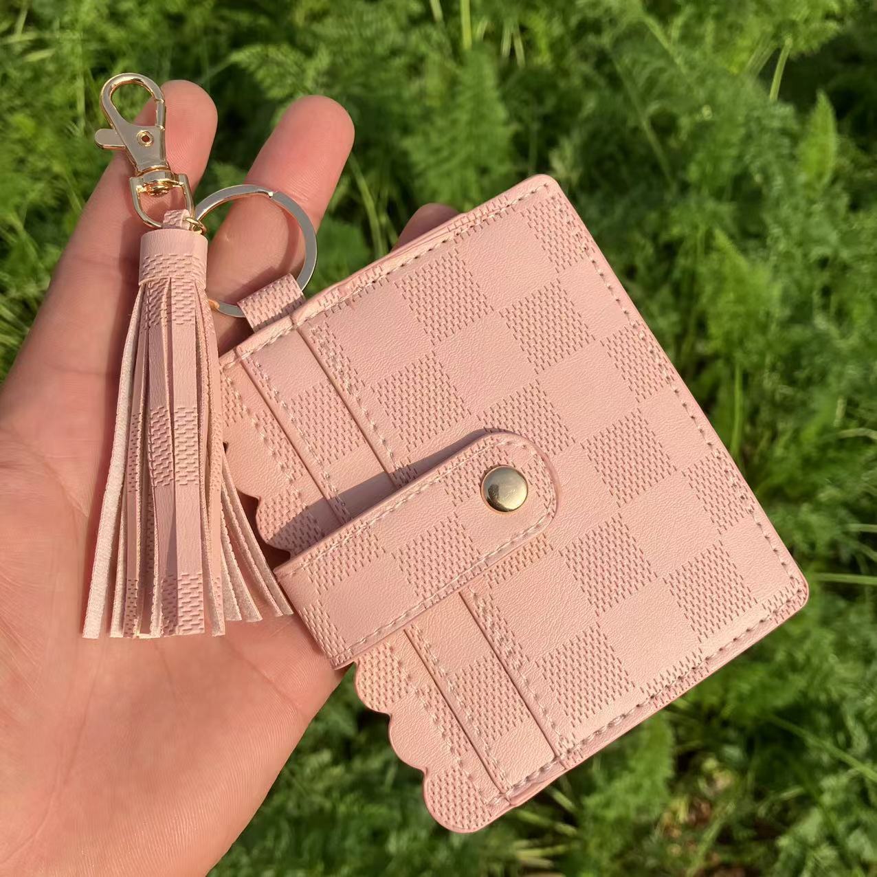 Wholesale Leopard Plaid Solid Color Sunflower Card Holder Keychain ACCVIP-KC-QiuXue004