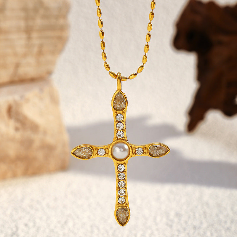 Wholesale Stainless Steel Cross Necklace Retro Necklace