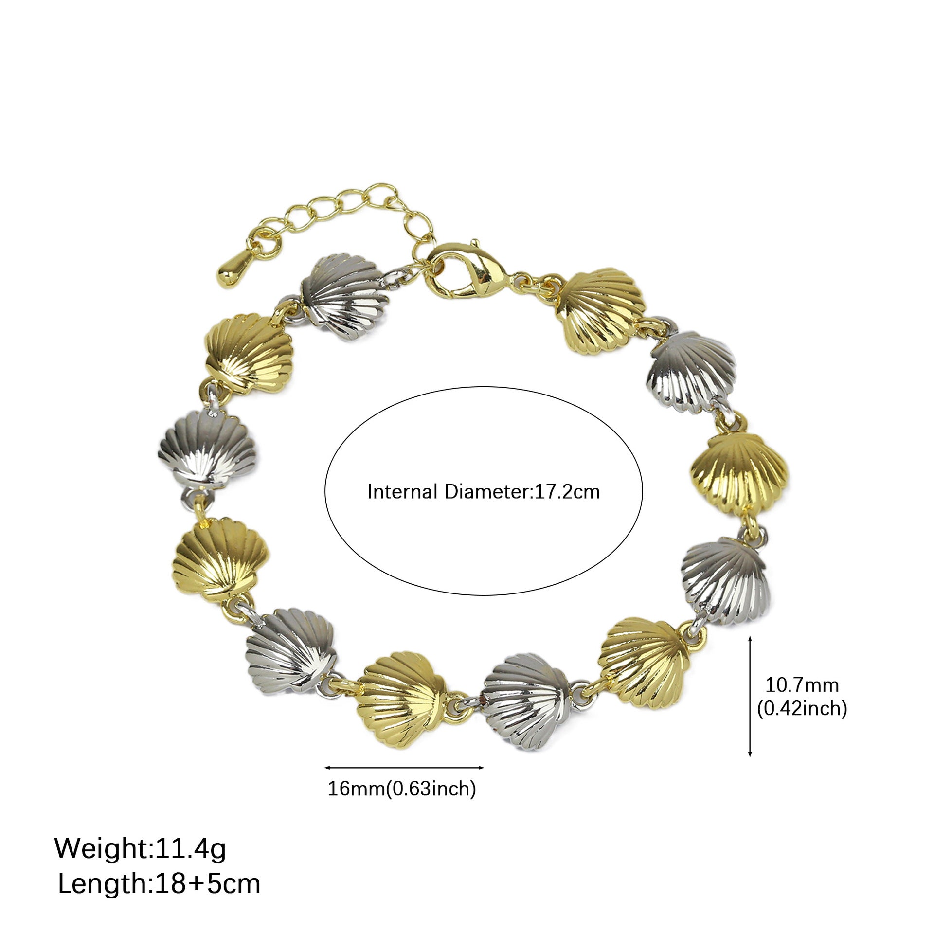 Wholesale Brass two-tone electroplated beach conch starfish shell bracelet