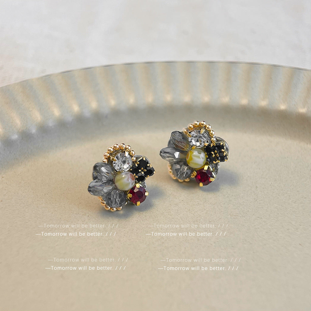 Wholesale Crystal Butterfly Earrings Flower Stud Earrings ACC-ES-Eryu005