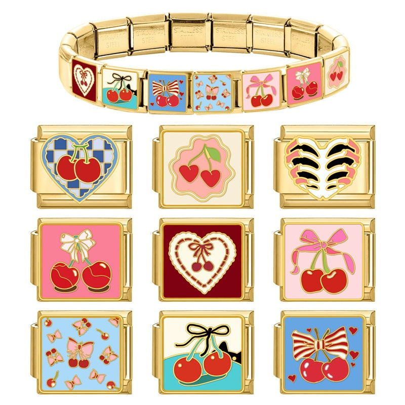 Wholesale 9mm Italian Charm Starter Bracelets DIY square Single Section Creative Stainless Steel Composable Bracelet