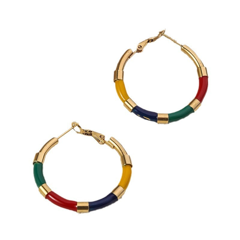 Wholesale Bohemian Beach Style Stainless Steel Earrings Oil Drop Earrings 18k Earrings ACC-ES-Ruix002