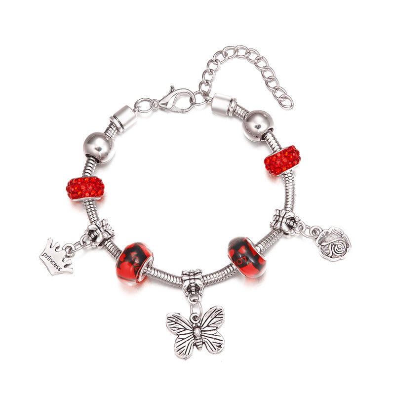 Wholesale Adjustable Beaded Bracelet Glass Crown Butterfly Flower Diamond Lobster Clasp Bracelet ACC-BT-Gangm012