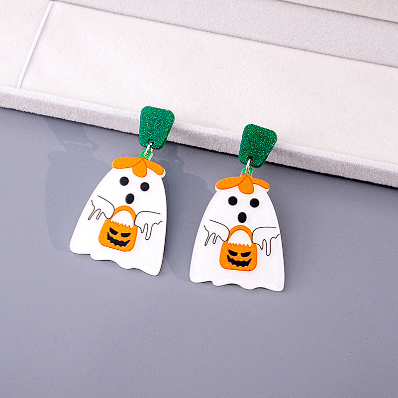 Wholesale Halloween Cartoon Ghost Acrylic Earrings ACC-ES-MDD044