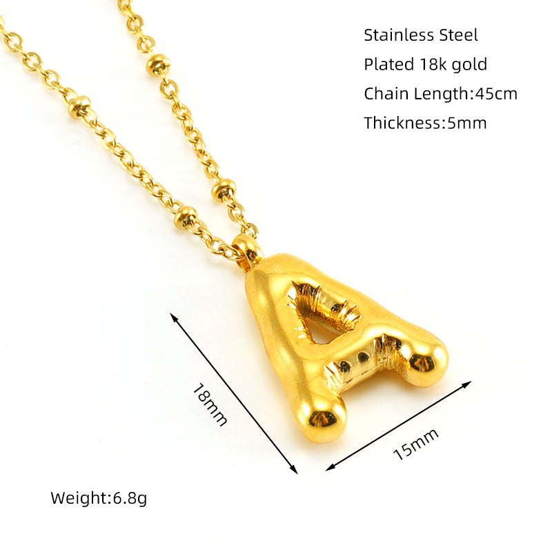 Wholesale  bubble letter necklace 18K stainless steel English letter pendant jewelry