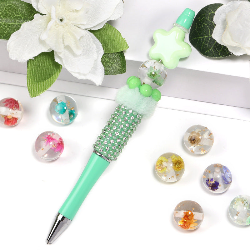 Wholesale Random 50pcs Natural Dried Flower Resin Transparent Gold Foil DIY Pen Keychain Beads ACC-BDS-BLG028