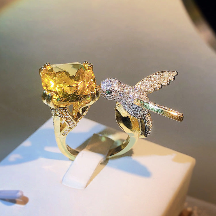 Wholesale  Luxury Aquamarine Hummingbird Ring