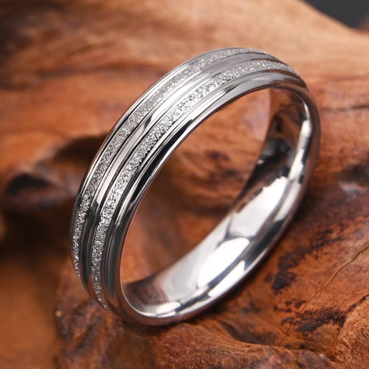 Wholesale Titanium steel sand ring couple ring