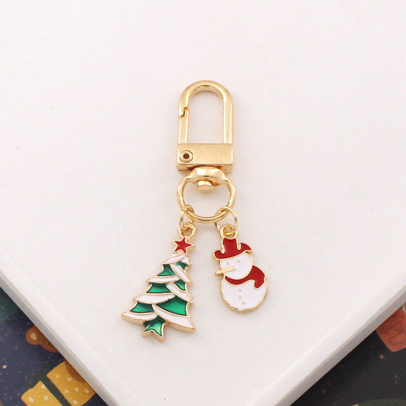 Wholesale Cartoon metal Christmas tree candy snowman keychain