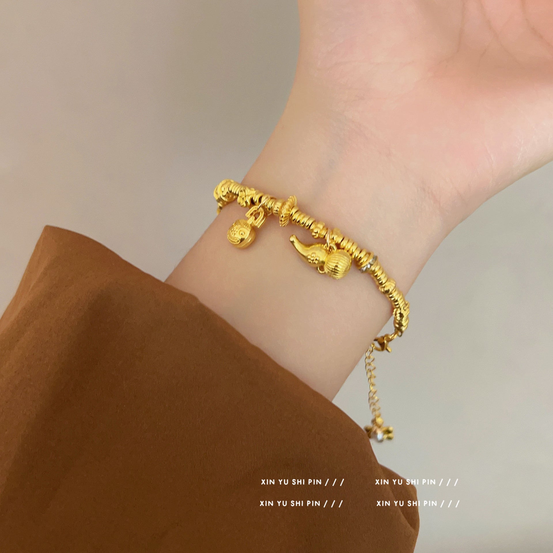 Wholesale Gold Gourd Circle Abacus Bracelet