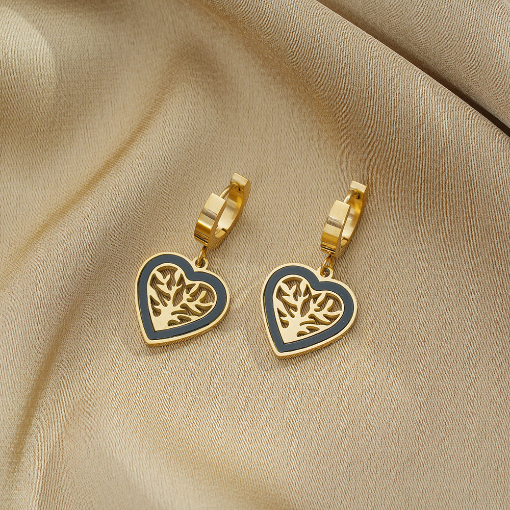 Wholesale Tree of Life Retro Fashion Earrings Titanium Steel Jewelry Accessory