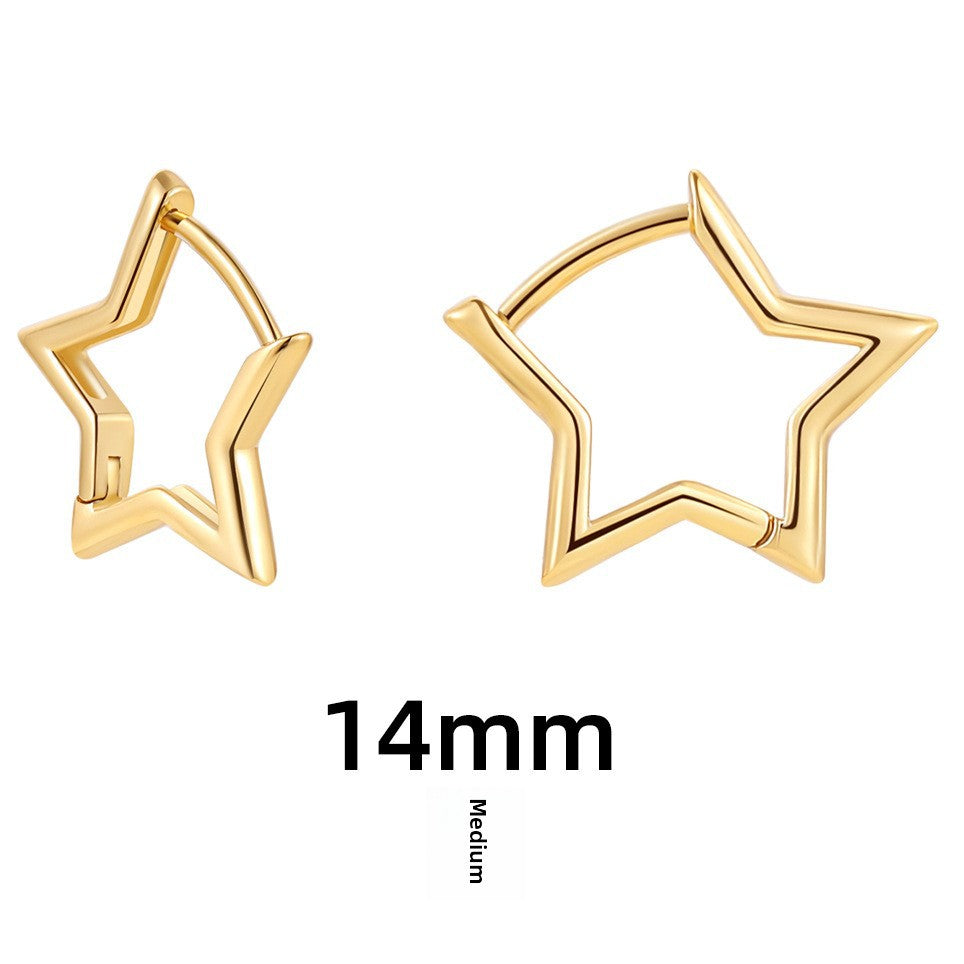 Wholesale Stainless Steel Earrings Hollow Copper Five-pointed Star Love Earrings