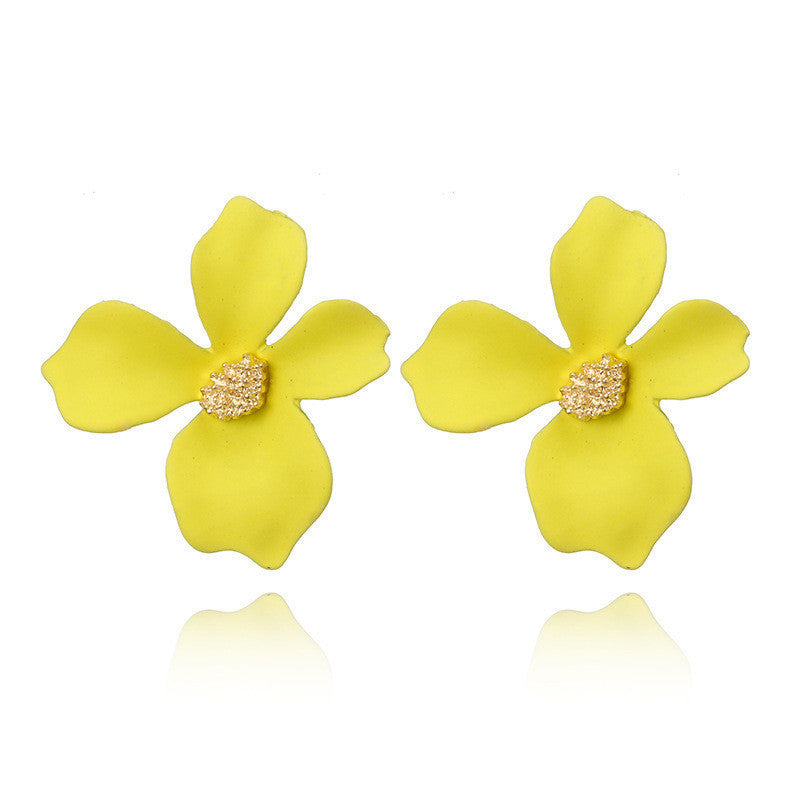Wholesale Baking Paint Finish Frosted Flower Earrings Trendy Multi Layer Petal Jewelry Accessory For Boutique Resale