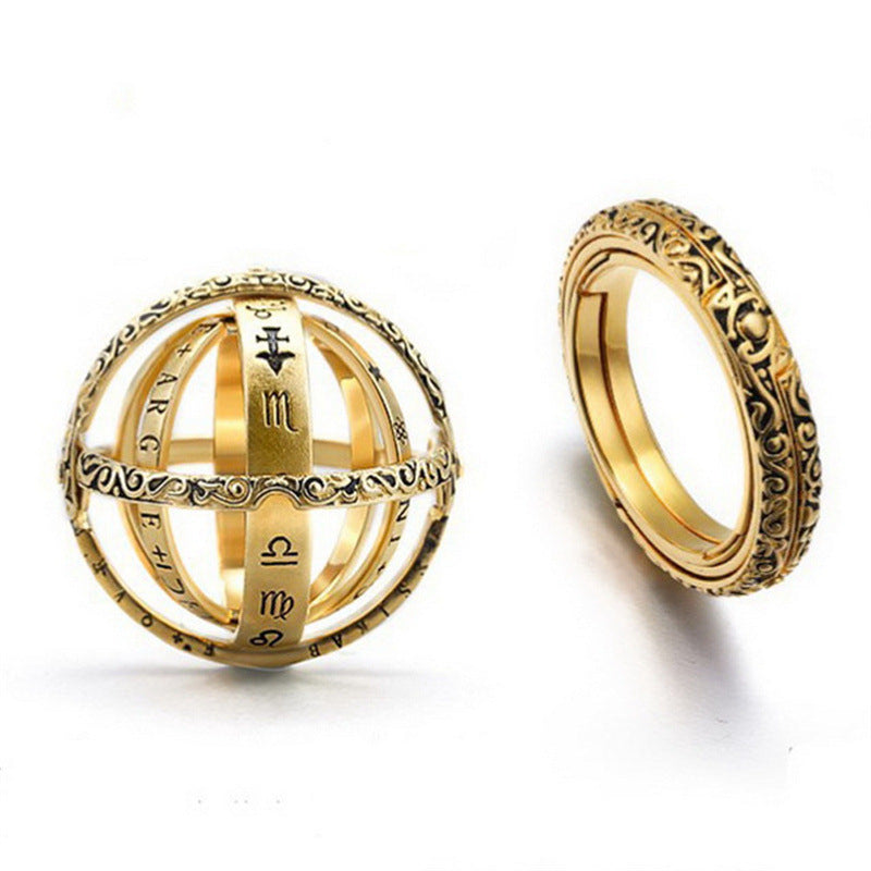 Wholesale Gold Electroplated Astronomical Ball Ring Fashion Jewelry Accessory