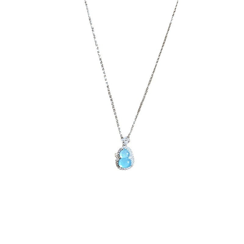 Wholesale Titanium Steel Ice Blue Gourd Light Luxury  Necklace