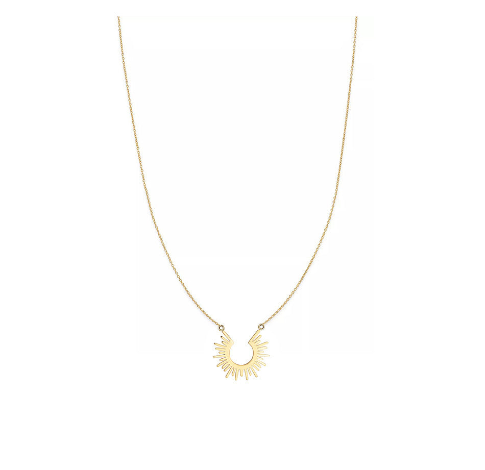 Wholesale Stainless steel  geometric semicircle sunflower pendant necklace