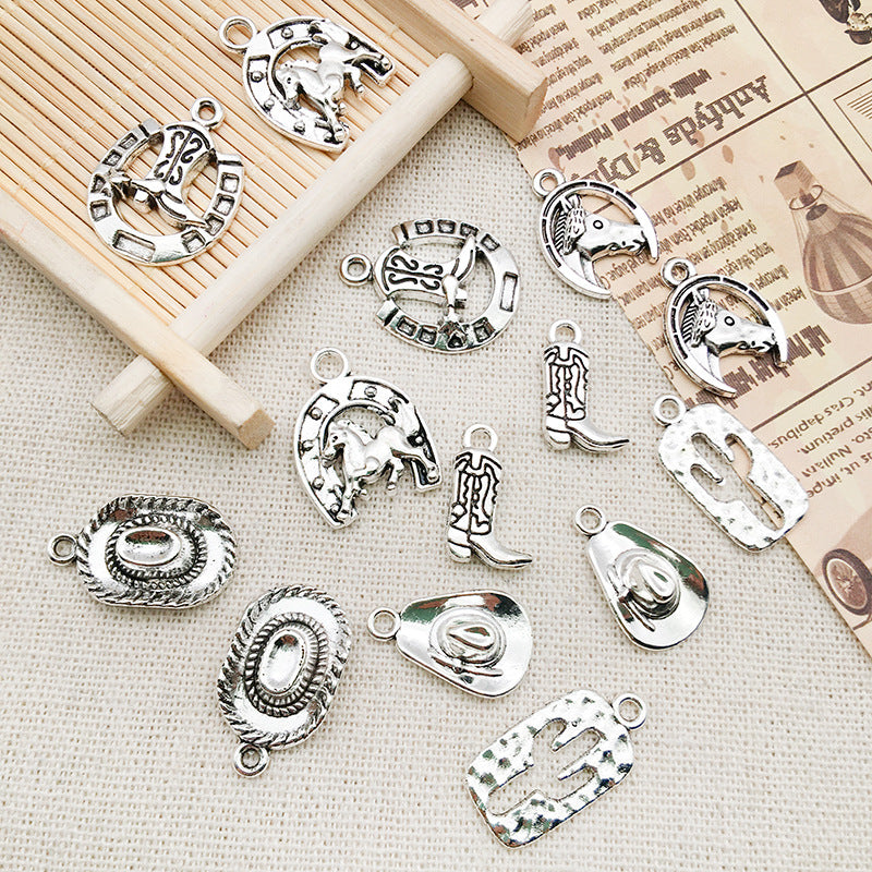 Wholesale Alloy Western Cowboy Series Gun Boots Bracelet Necklace Pendant Accessories