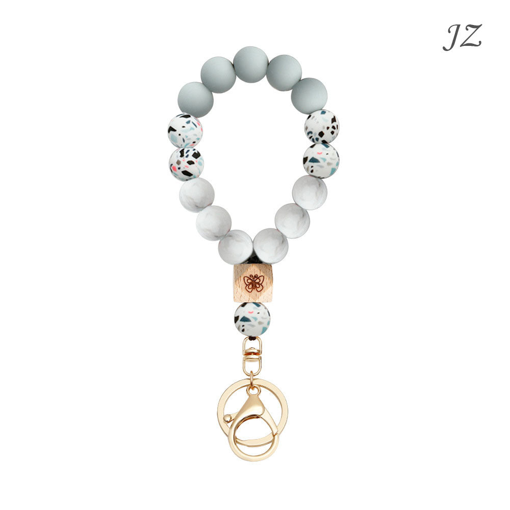 Wholesale Silicone Beads Butterfly Bracelet Bracelet Keychains Wristlet Keychain ACC-KC-Jinz005