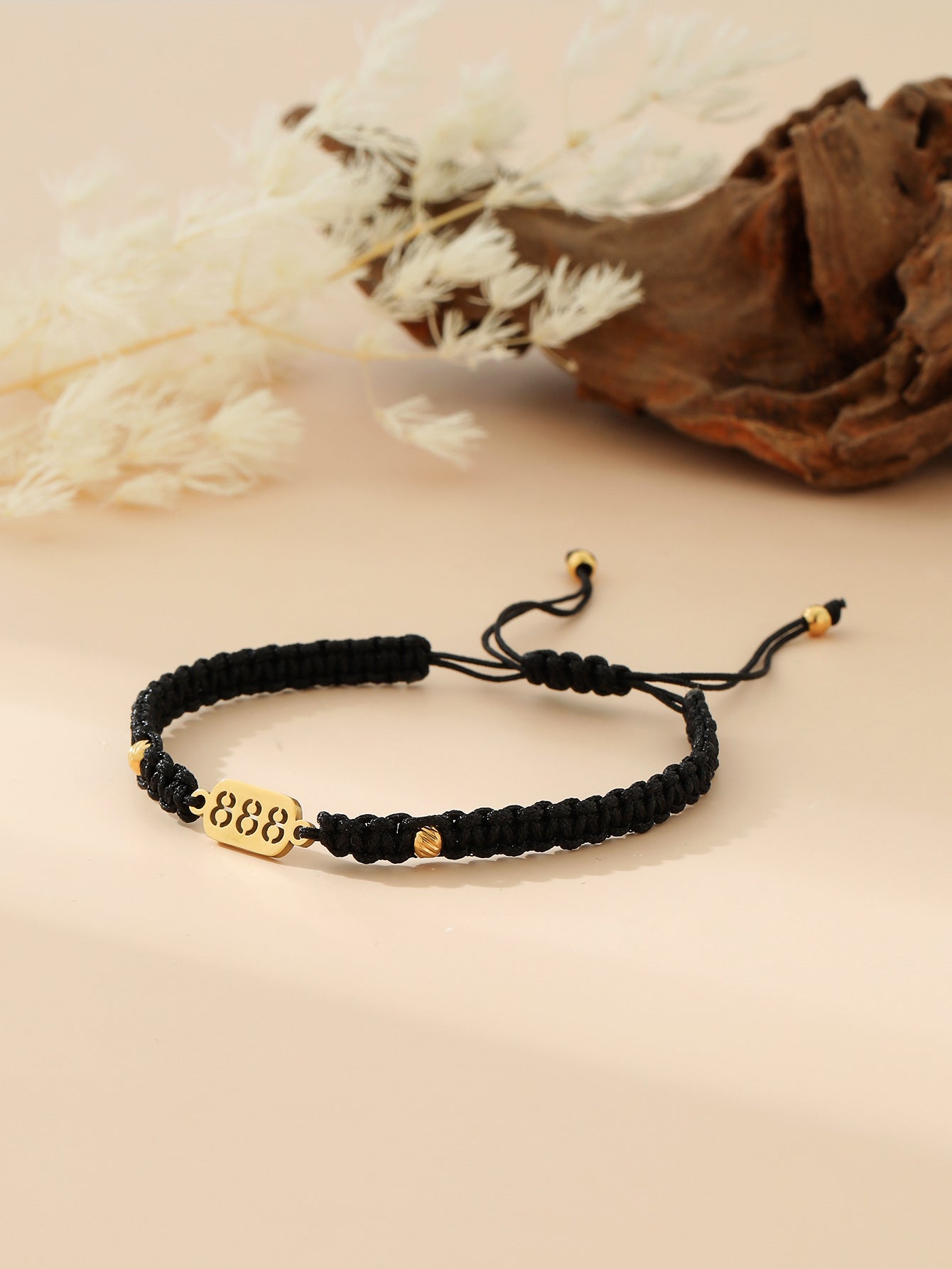 Wholesale hand-woven golden lucky number flat knot hand rope  bracelet