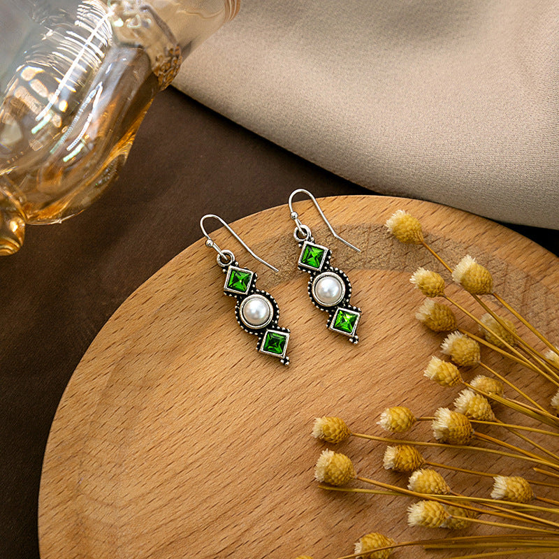 Wholesale Vintage Feather Turquoise Earrings Boho Drop Round Earrings Pearl Earrings Bohemian ACC-ES-MDD012