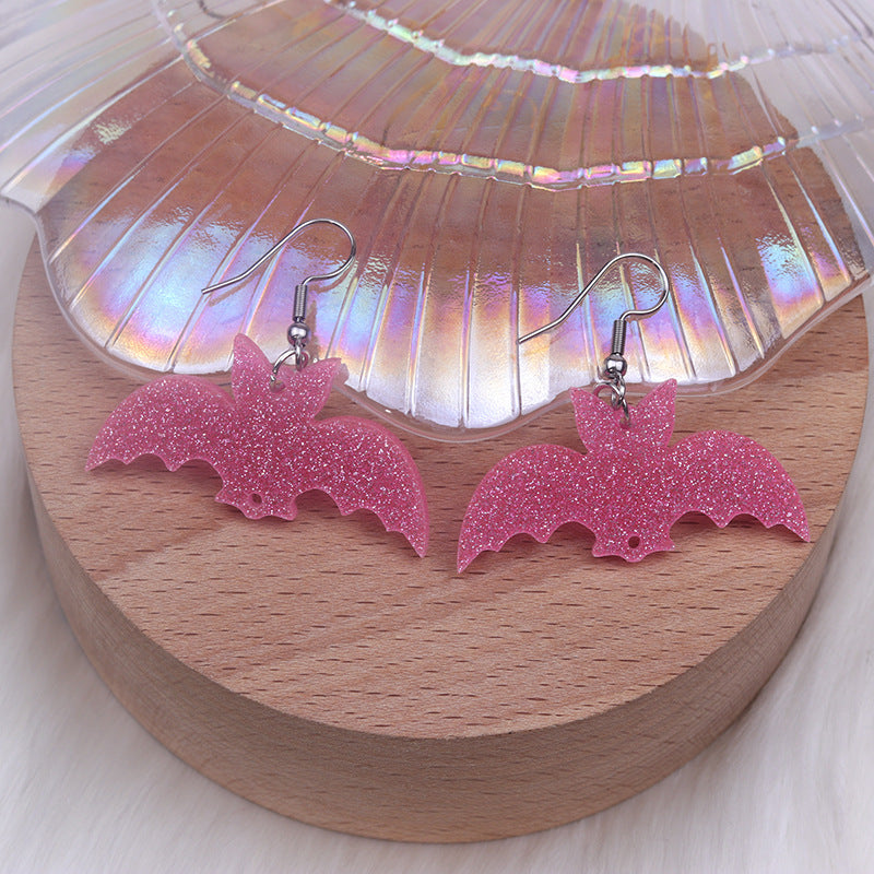 Wholesale Halloween Earrings Long Stitching Bat Pumpkin Spider Acrylic Earrings