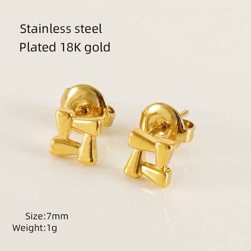 Wholesale European and American Ins Style Mini Titanium Steel Earrings,  Elegant Heart-Shaped Earrings,  18K Stainless Steel Irregular Earrings for Women