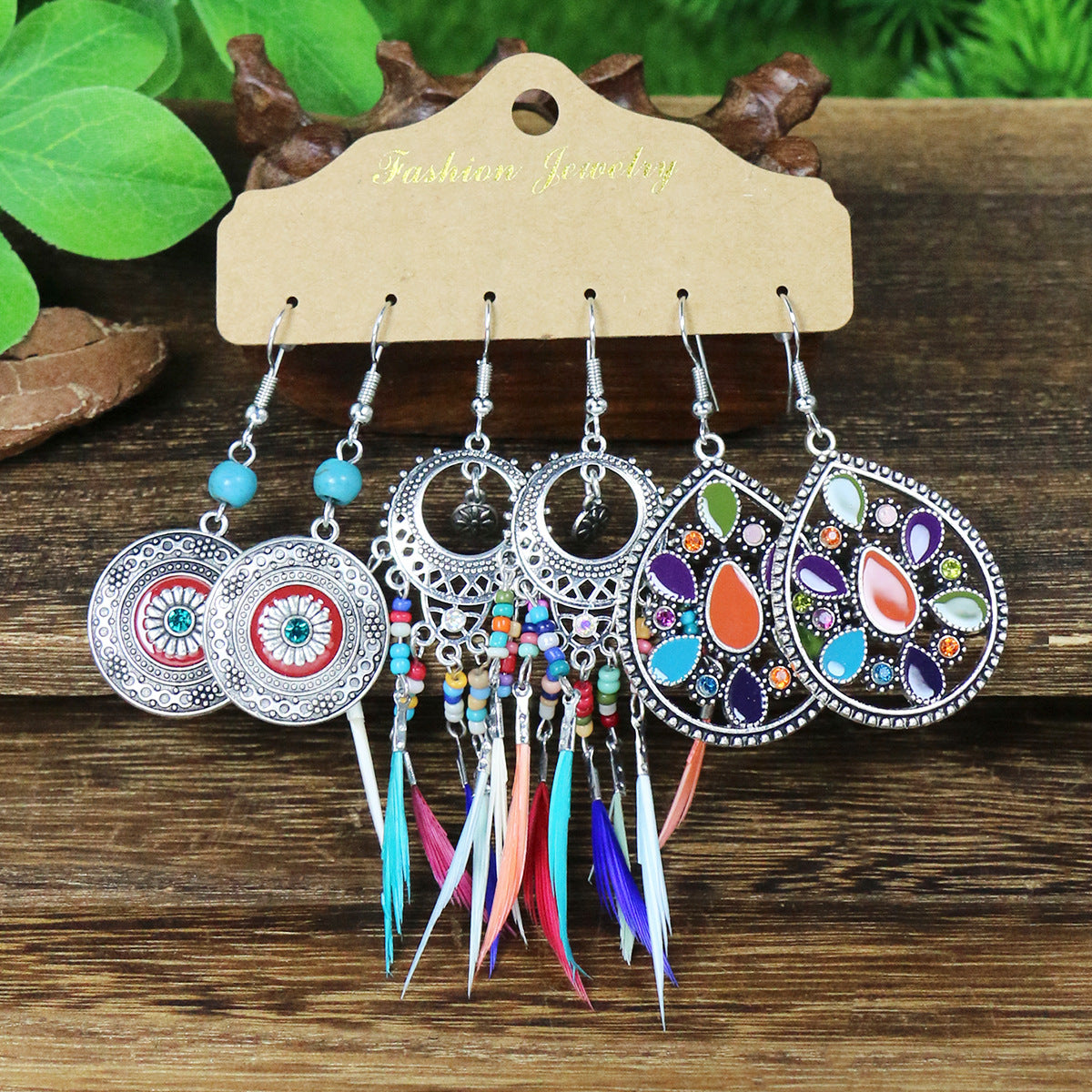 Wholesale Bohemian Handmade Tassel Flower Hollow Vintage Alloy Earrings ACC-ES-MoMo005