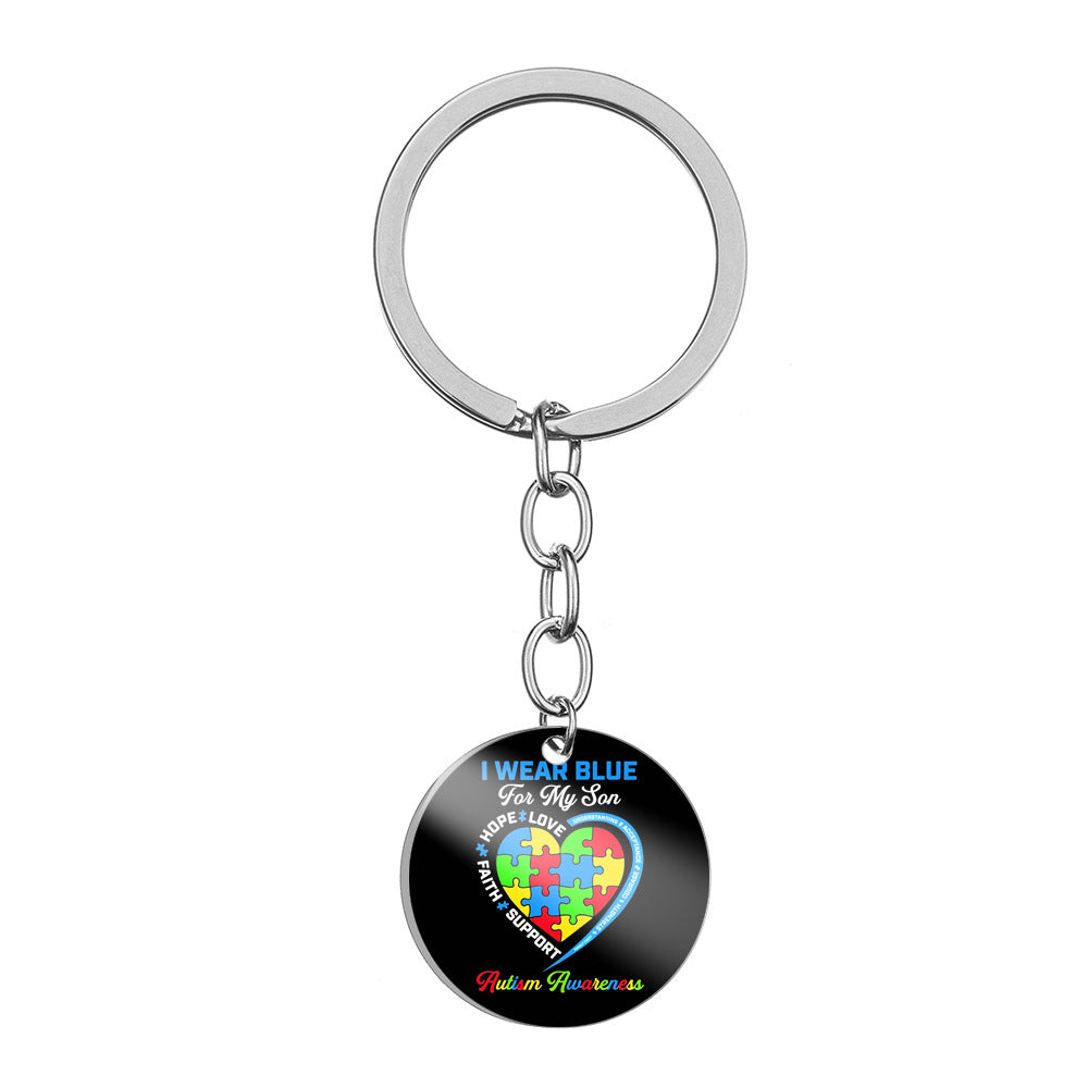Wholesale Autism Color Printed Stainless Steel Keychain ACC-KC-HuanYu004