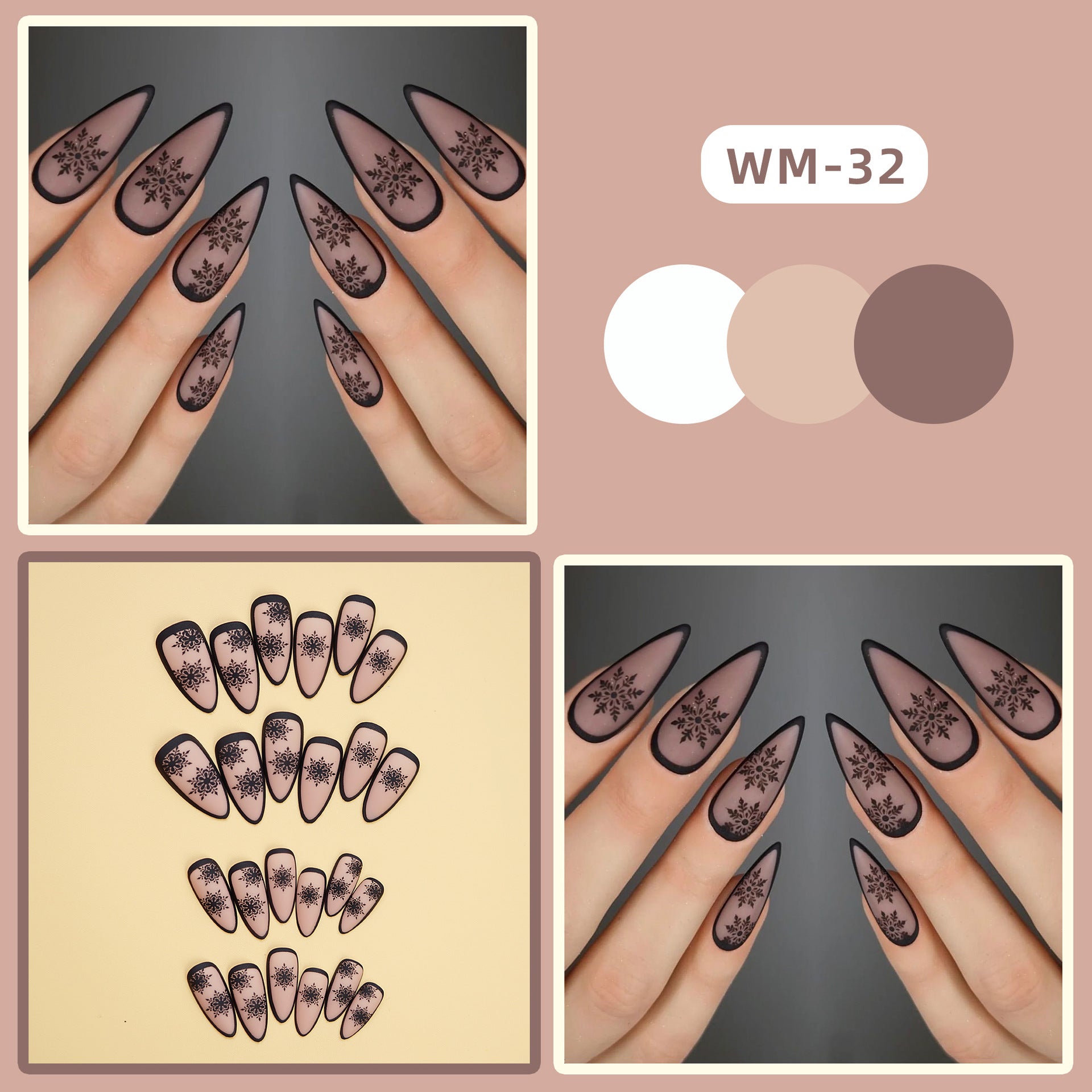 Wholesale 24 Pieces/ box Black Pattern Nails Kits Nail Stickers