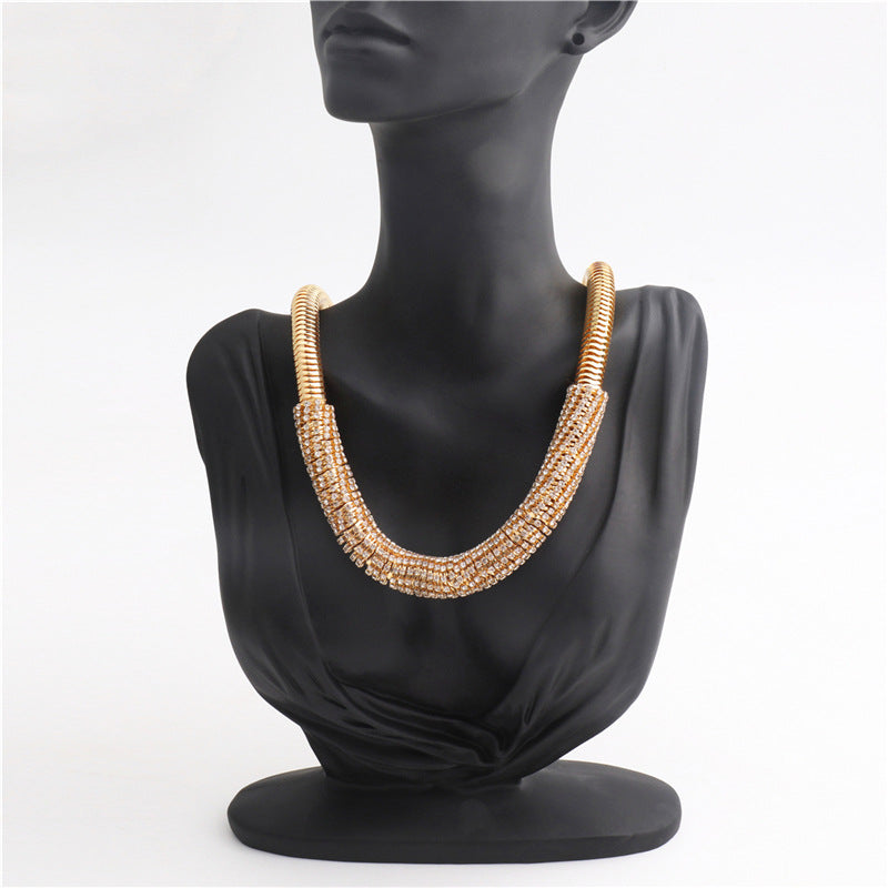 Wholesale  rhinestone necklace  jewelry thick round chain