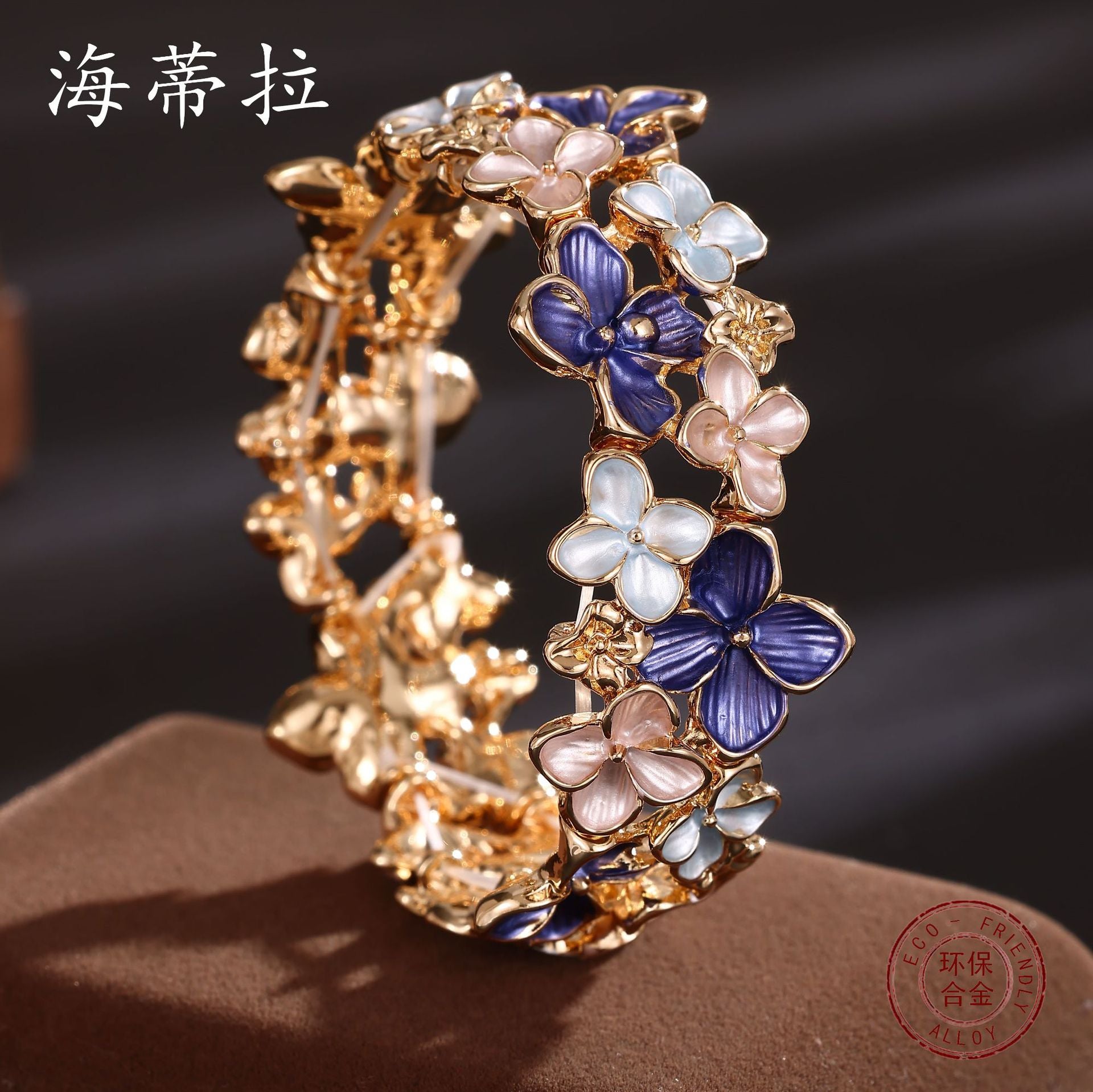 Wholesale  Enamel Small Cherry Blossom Elastic Bracelet