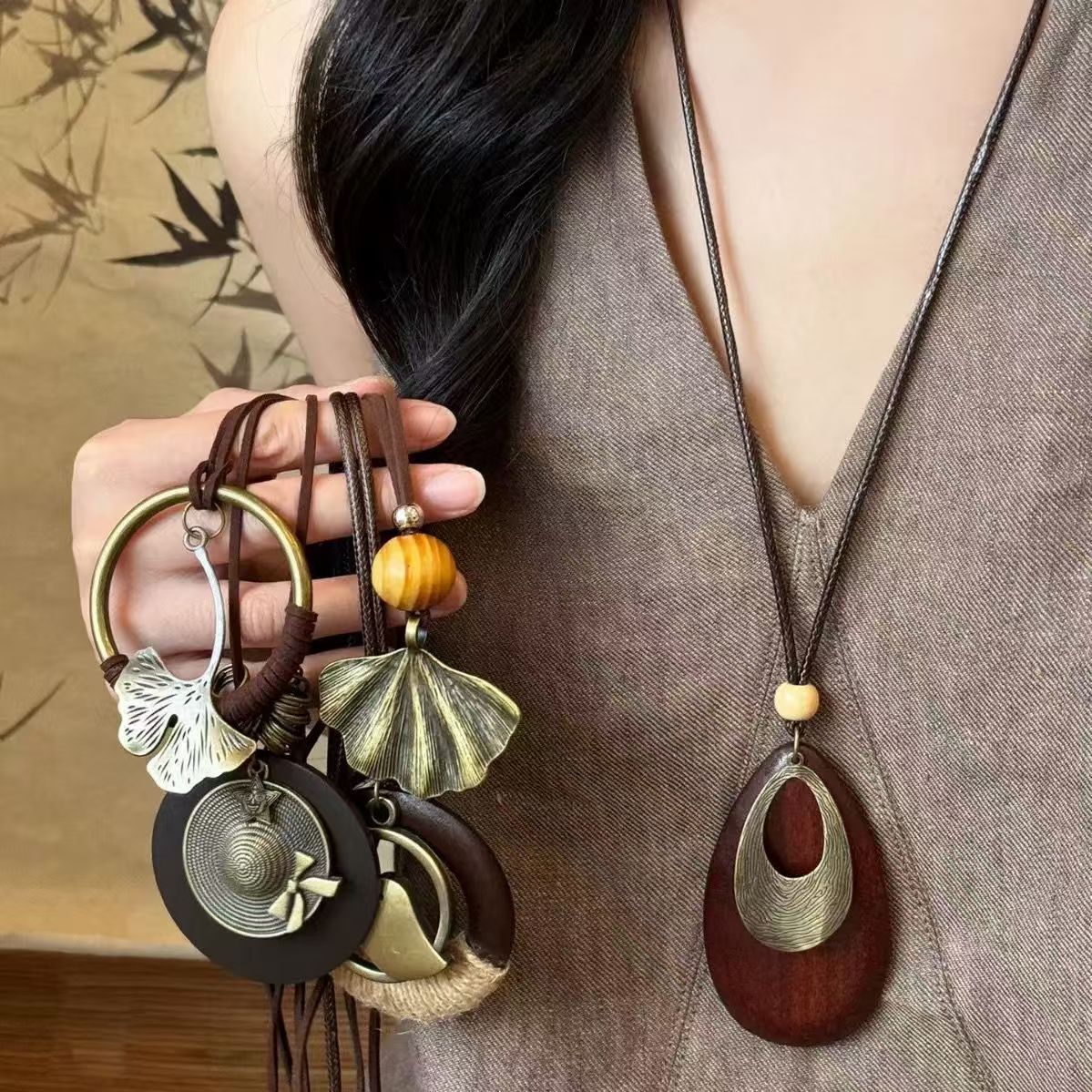 Wholesale Chinese Zen Wooden Pendant Necklace - Fashion Decorative Accent for Hanfu,  Gift Boutique Resale
