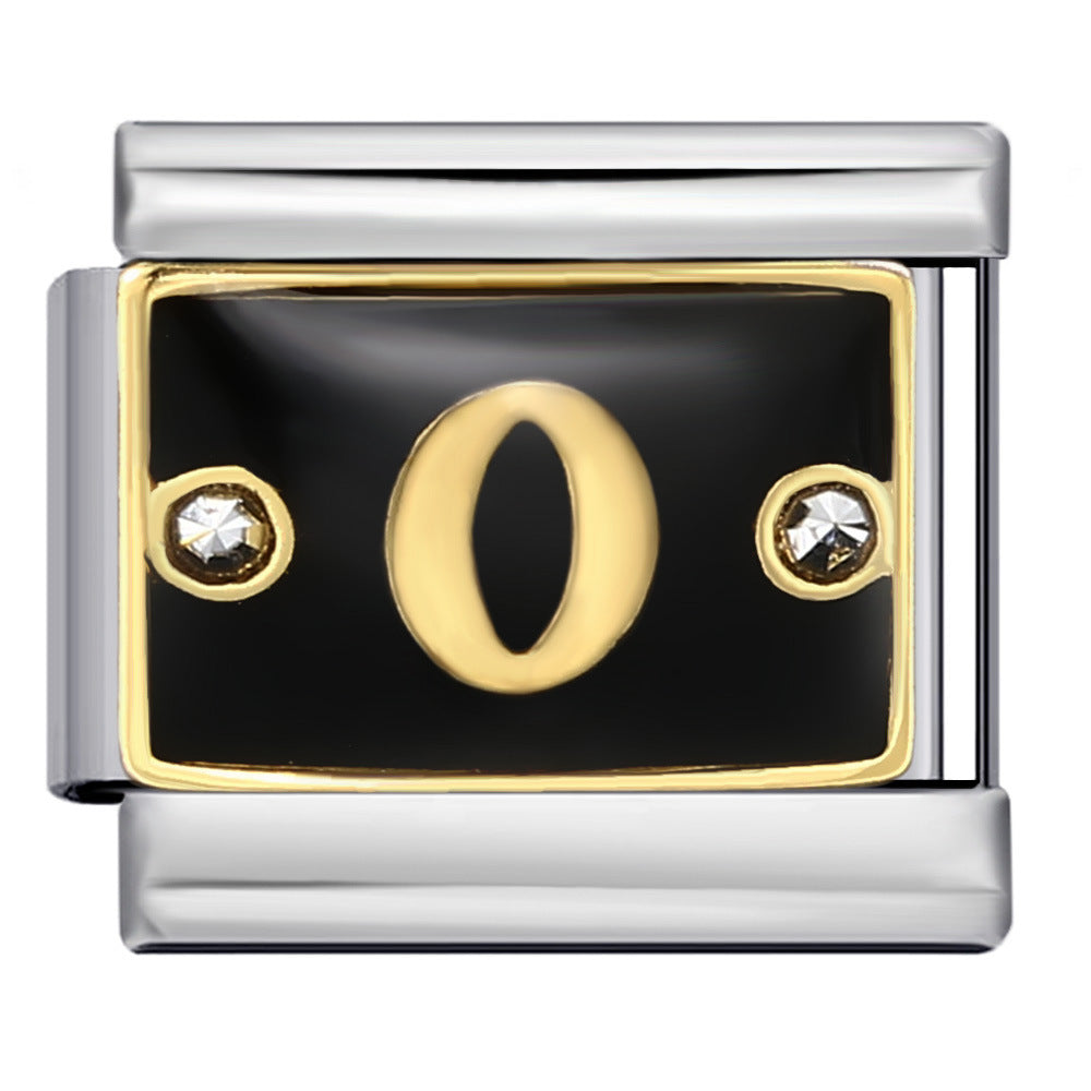 Wholesale Italian Charm Bracelet 9mm DIY Splicing Removable Black Lace Diamond Numbers Stainless Steel Composable Bracelet