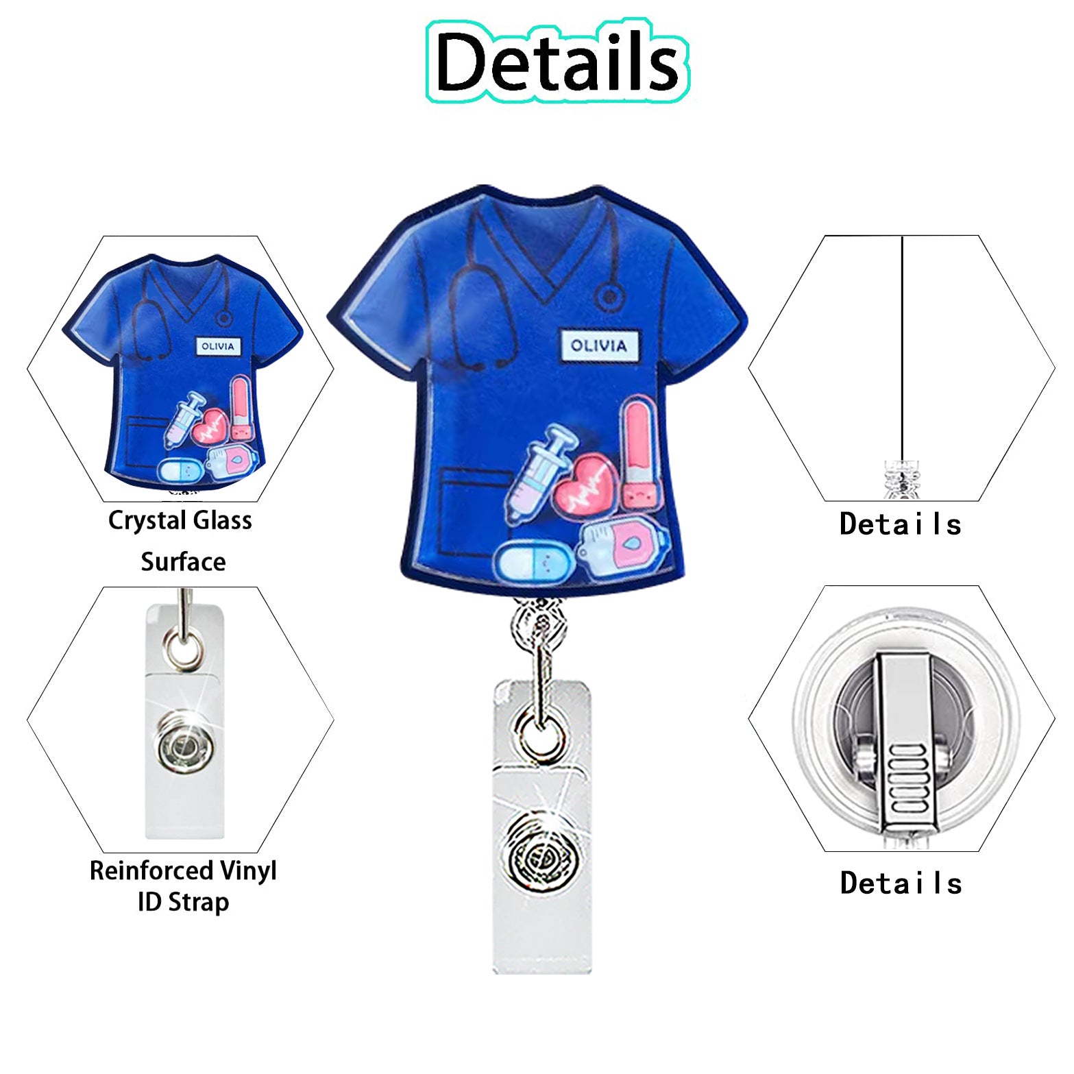 Wholesale Stylish Acrylic Swivel Retractable Badge Reel - Trendy ID Badge Holder for Medical Uniform or Daily Use