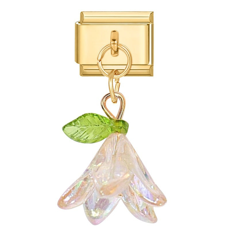 Wholesale 9mm Italian Charm Starter Bracelets DIY flower Single Section Creative Stainless Steel Composable Bracelet