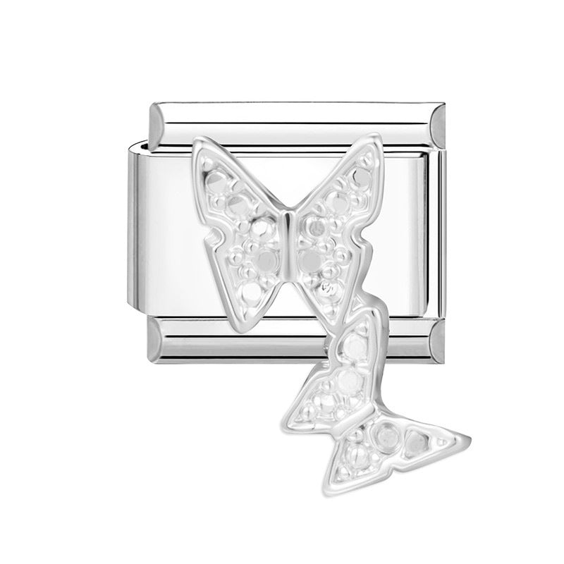Wholesale Fashion Titanium Steel DIY Italian Charms Bracelet With UV Resin Angel Butterfly Design Boutique Jewelry Accessory