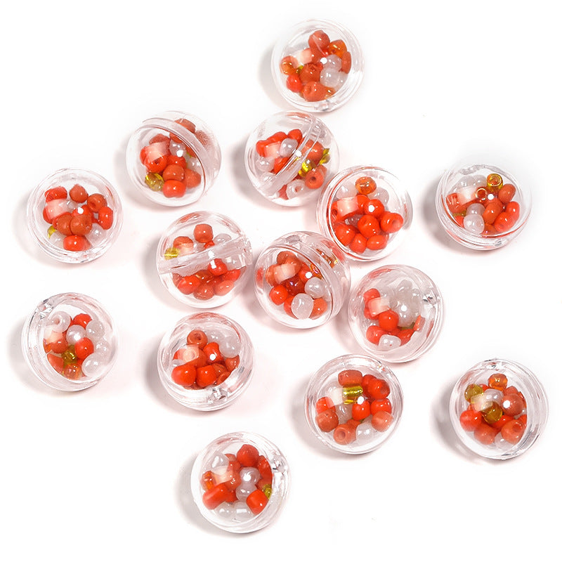 Wholesale 25pcs Filled Bubble Ball Round Beads Plastic Through Hole Beads Diy Accessories ACC-BDS-BLG071