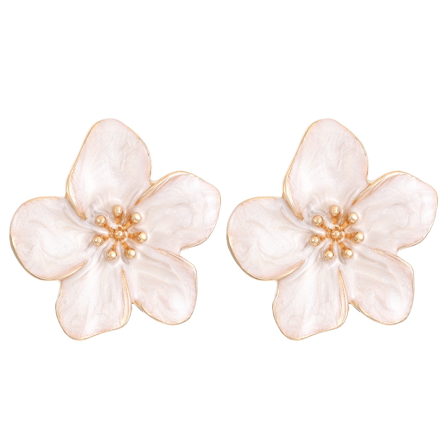 Wholesale Trendy Dripping Oil Green Flower Earrings Zinc Alloy Ear Studs For Women Boutique Resale Jewelry Accessory