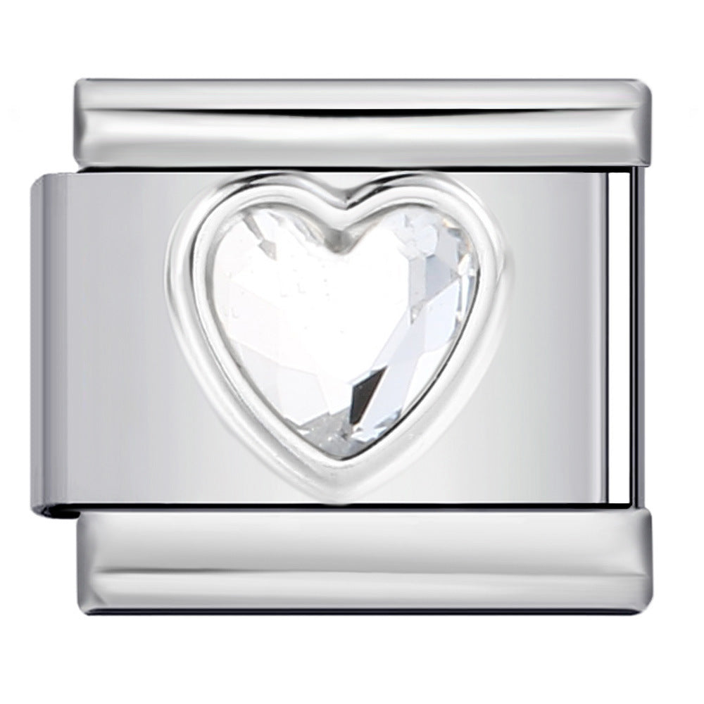 Wholesale Love Micro-inlaid Color Stone Italian Module Bracelet Stainless Steel Charms