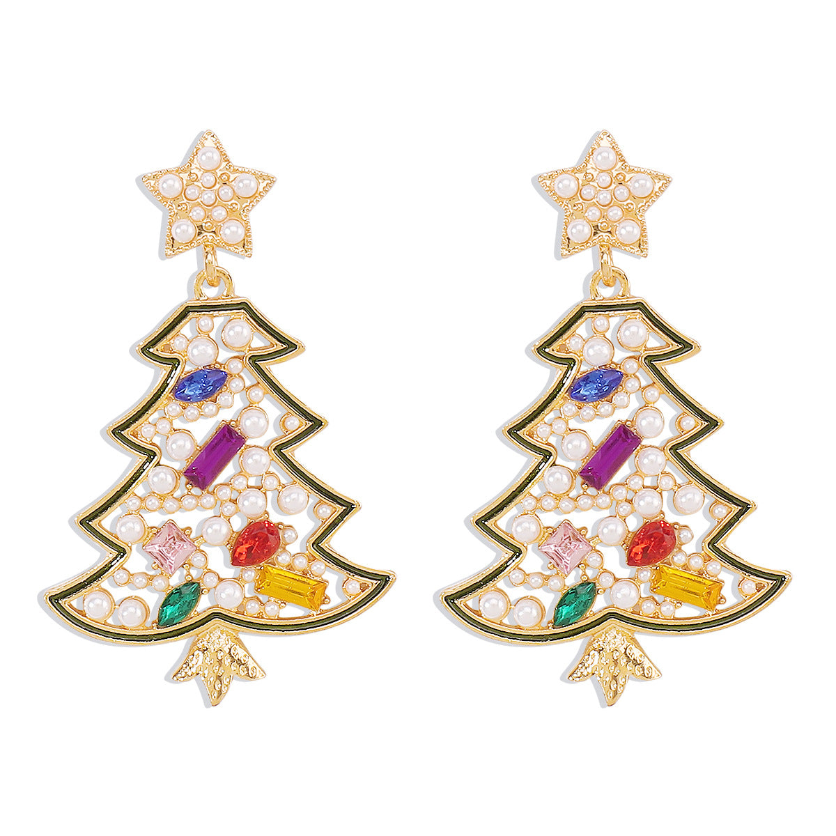 Wholesale Christmas   Colored Diamonds Earrings