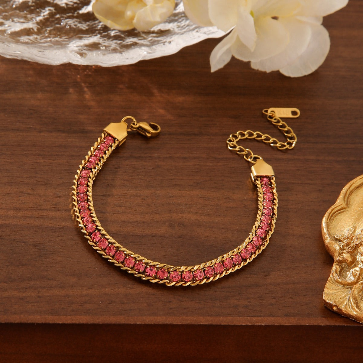 Wholesale Bohemian colorful row drill snake titanium steel bracelet