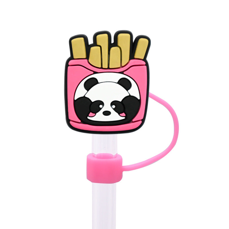 Wholesale Random 100pcs Cute Cartoon Panda Straw Cover 10MM Straw Tube Cap